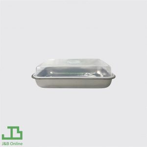 Rectangular stainless steel tray 28x43x7cm with cover CP03002
